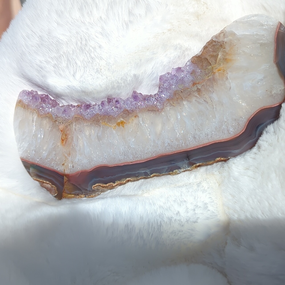 Amethyst and quartz slice mineral